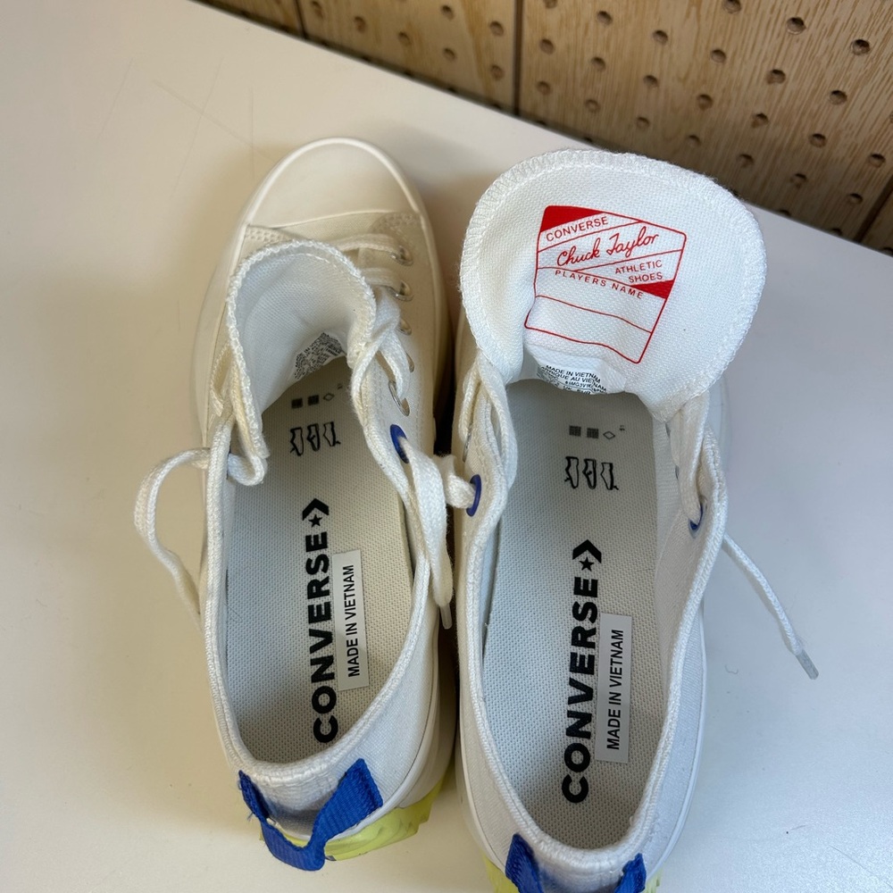 Converse Chuck Taylor White and Red Platform Sneakers - Picture 9 of 13